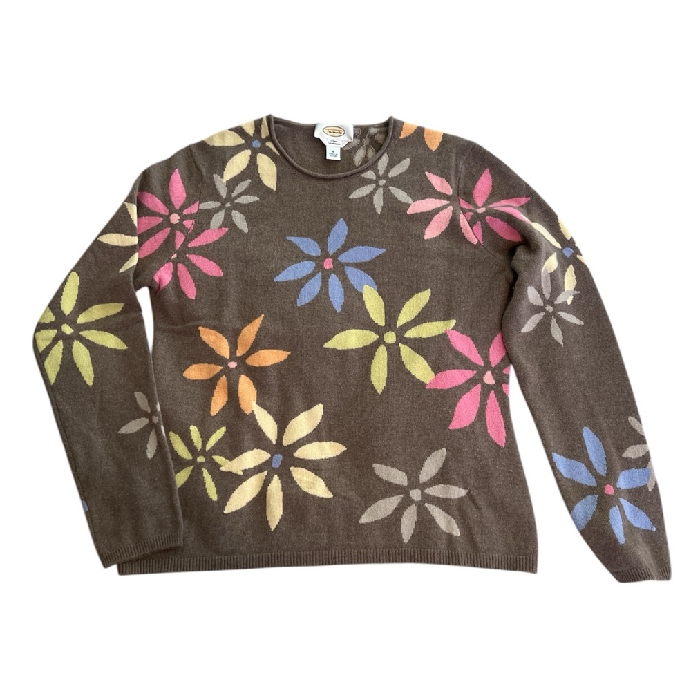 Talbots 100% cashmere floral sweater Size M